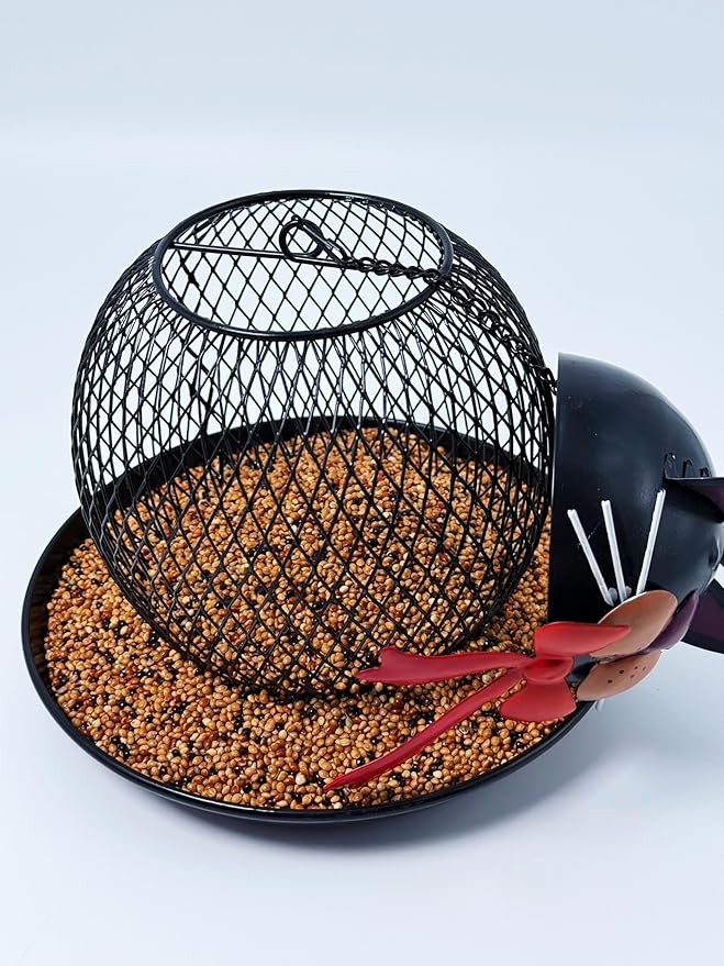 Upgraded Outdoor Bird Feeder, Squirrel-Proof Metal Wild Bird Feeder, Hanging Design, Perfect for Garden & Yard Decor, Cute Cat Shape