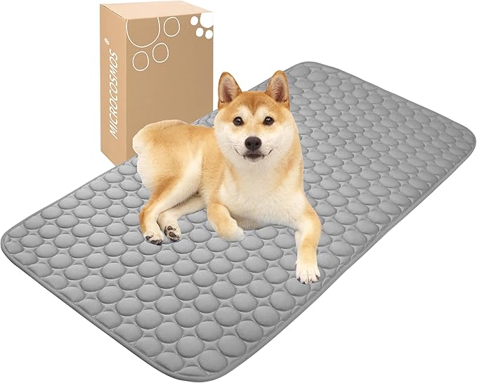 MICROCOSMOS Summer Cooling Mat & Sleeping Pad- Water Absorption Top, Materials Safe, Easy Carry, EZ Clean. Keep Cooling for Pets, Kids and Adults.(Drak Grey, 48" x24")