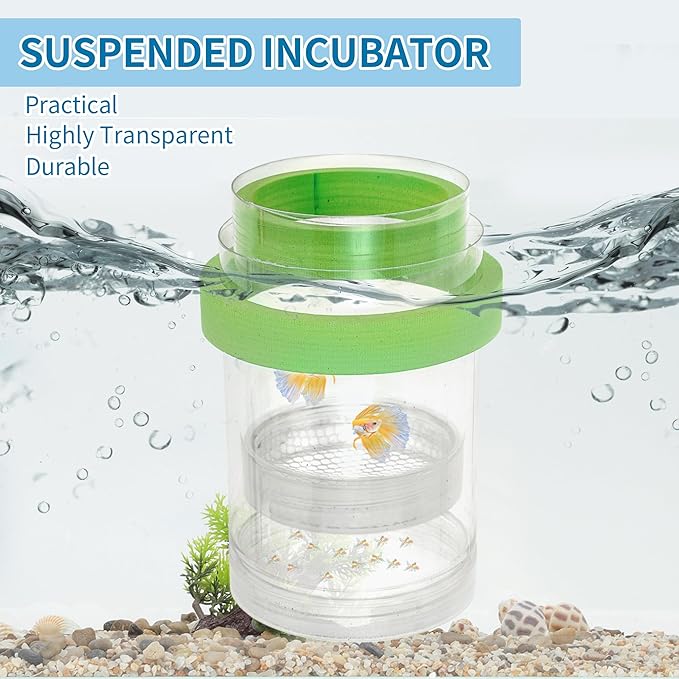 Suspensions Breeder Box, Floating Mesh Isolation Fish Tank Separator Set, Ideal for Aquatic Pets, Small, Green, 1 Set