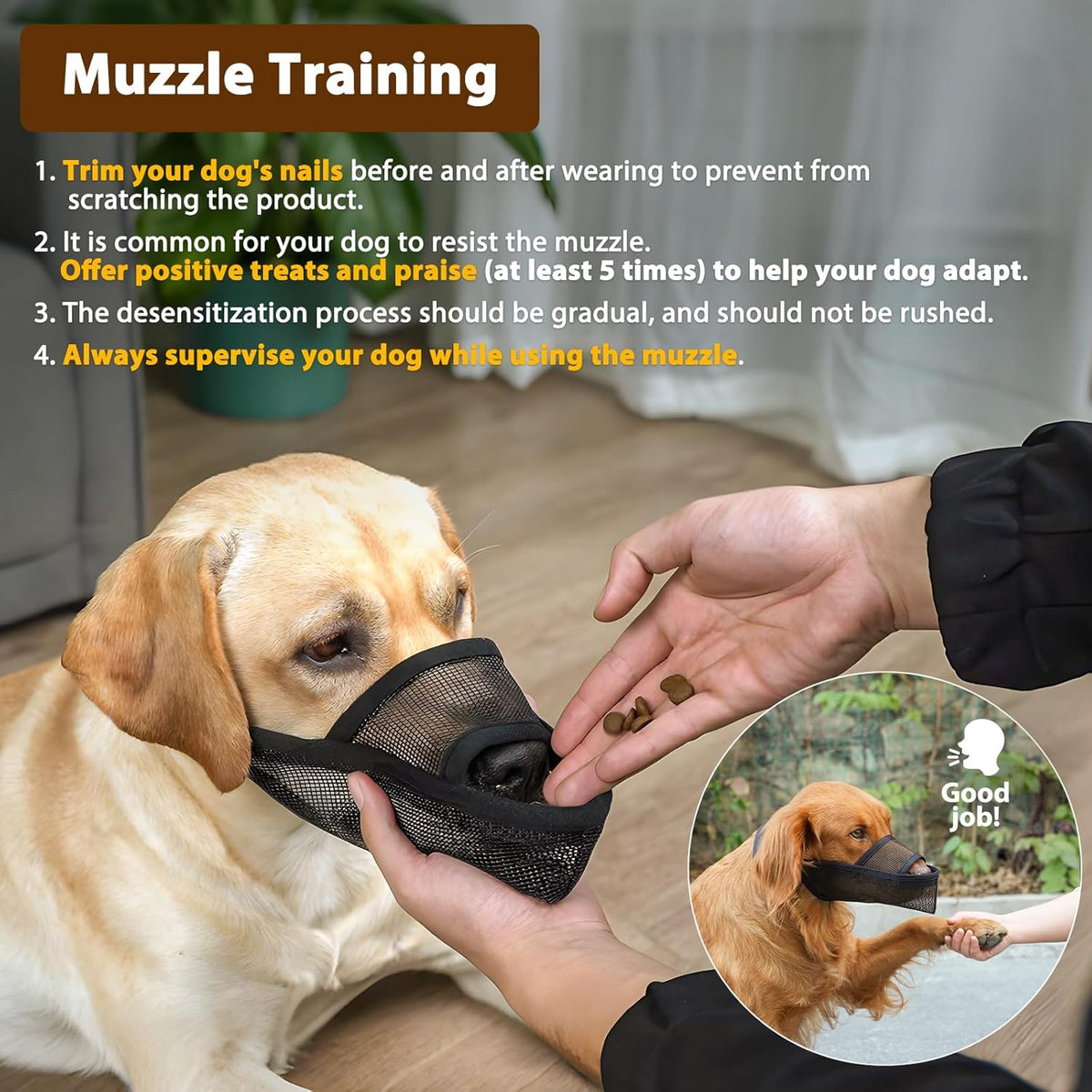 Crazy Felix Nylon Dog Muzzle for Small Medium Large Dogs, Air Mesh Breathable and Drinkable Pet Muzzle for Anti-Biting Anti-Barking Licking (XL, Beige)