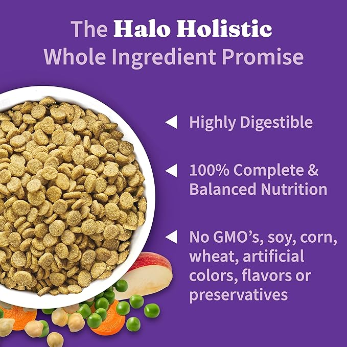 Halo Holistic Vegan Dog Food, Plant-Based Recipe with Kelp, Dry Dog Food, Complete Digestive Health, Kibble for Adult Dogs, 21 lb Bag