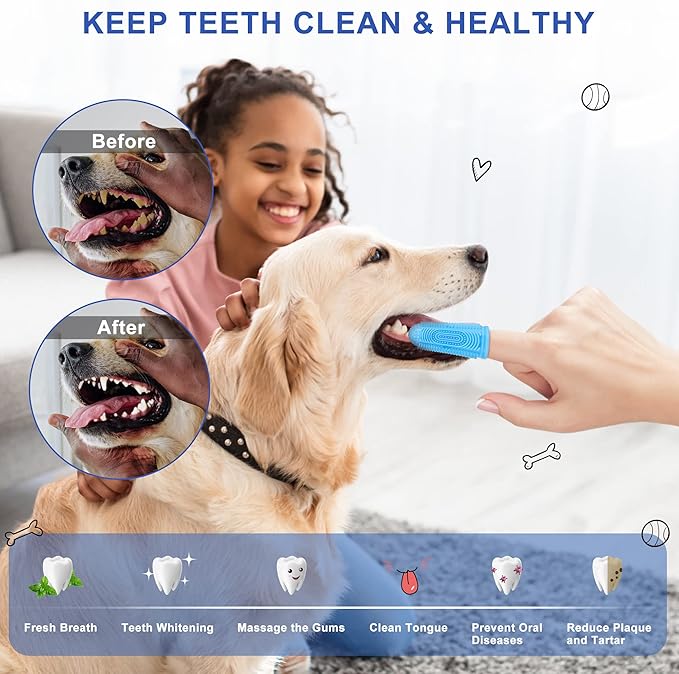 Dog Tooth Brushing Kit Dog Toothbrush 4 Pack Dogs Finger Toothbrush for Dogs Teeth Cleaning & Dental Care,Dogss Tooth Brush Puppy Tooth Brushing