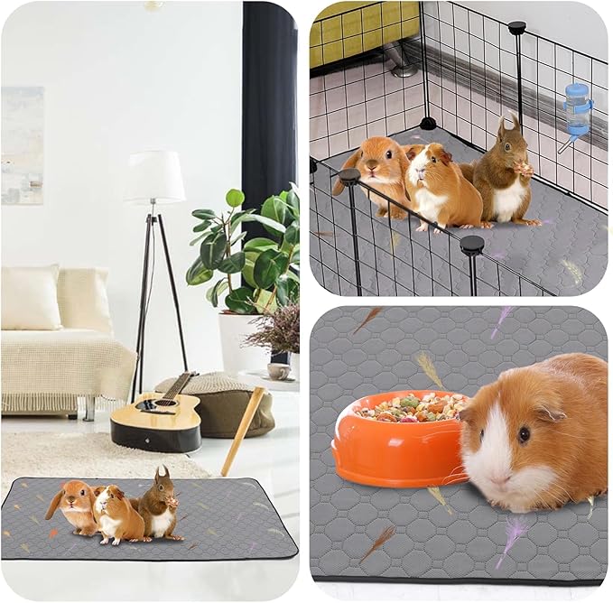 2Pcs Guinea Pig Cage Liners,Guinea Pig Fleece Cage Liners24''X72'' Super Absorbent Washable Pee Pads Reusable for Rabbit Hamster Chinchilla