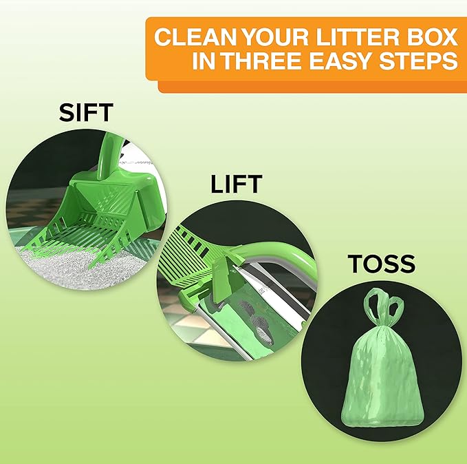 Neater Pet Brands Neater Scooper Standard Cat Litter Scoop, 15 Refill Bags – Mess-Free Cat Litter Scooper with Bag, Spill-Proof Kitty Box Sifter, Bin Doubles as Scoop Holder, For Single-Cat Households