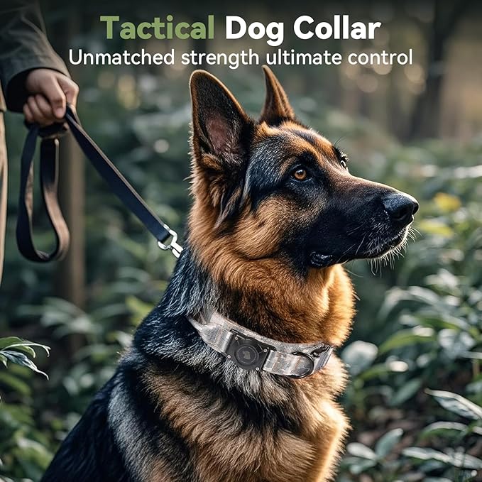 2026 Upgrade Waterproof AirTag Dog Collar, Military Tactical Dog Collar with AirTag Holder, Comfortable Control Handle and Metal Buckle, GPS Dog Collar Holder for Medium to Large Dog(Digital camo, XL)