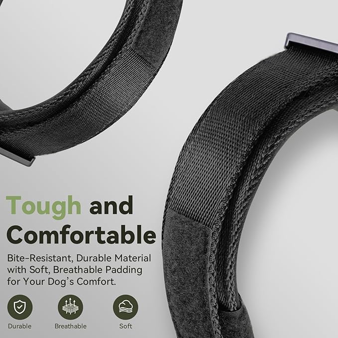 2025 Upgrade Waterproof AirTag Dog Collar, Military Tactical Dog Collar with AirTag Holder, Comfortable Control Handle and Metal Buckle, GPS Dog Collar Holder for Medium to Large Dogs (Black, L)