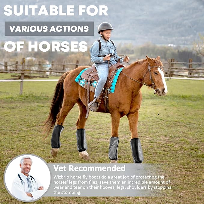All-Purpose Fine Mesh Horse Fly Boots Breathable Anti-Fly Leggings with Sturdy Support Strips Reduce Annoying Stomping & 360°Leg Protection Durable Easy-Clean Material 4-Pack Lavender Purple