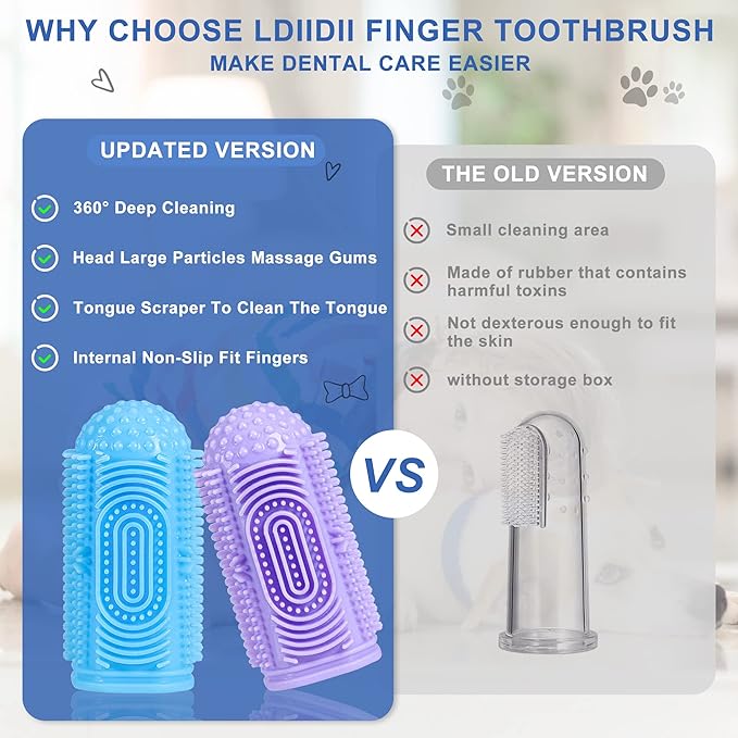 Dog Tooth Brushing Kit Dog Toothbrush 4 Pack Dogs Finger Toothbrush for Dogs Teeth Cleaning & Dental Care,Dogss Tooth Brush Puppy Tooth Brushing
