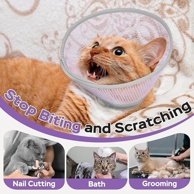 Cat Cone Collar Soft to Stop Licking After Surgery, Waterproof Lightweight Recovery Collar for Cats and Small Dogs, Elizabeth Plastic Cone Alternative, Neck Pillow to Prevent Scratches