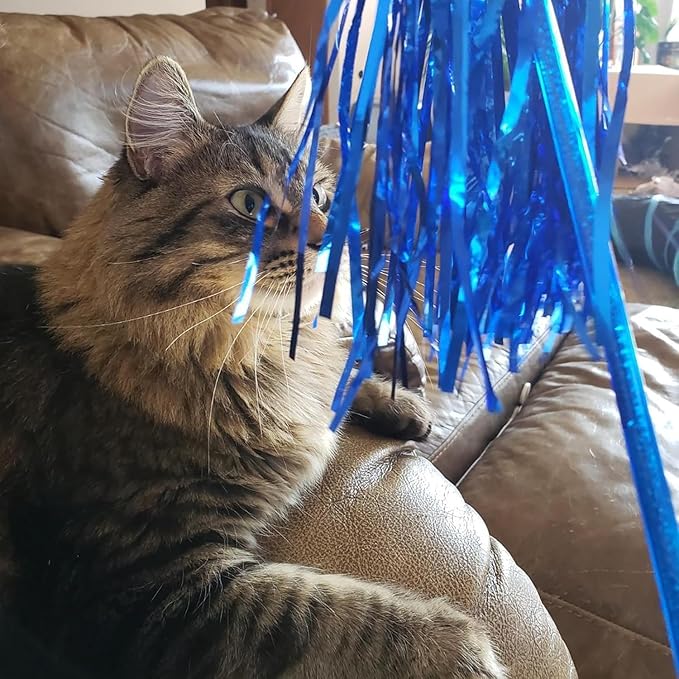 ADUCK Interactive Cat Teaser Wand Toy with Tassels - Durable Cat Chaser for Indoor Kitten Exercise, Boredom Relief & Training Play, Pack of 3 (Gold, Silver, Green)