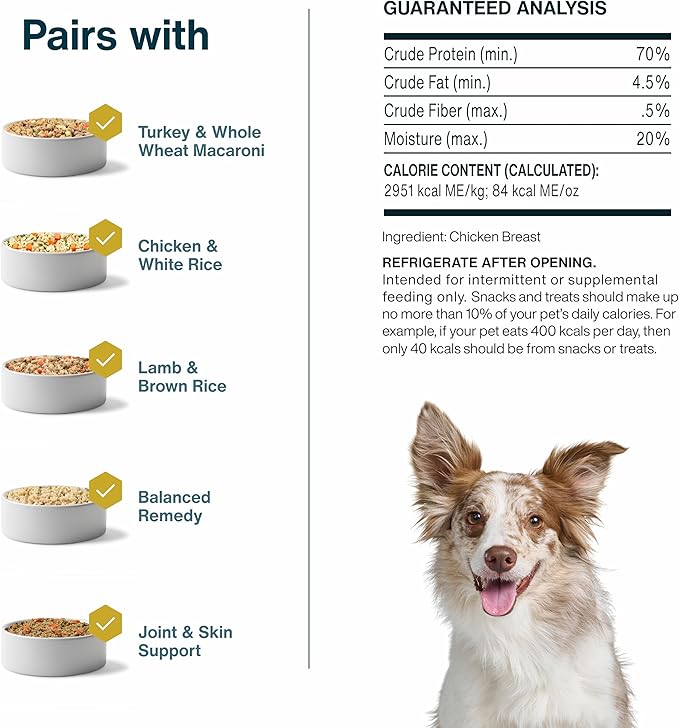 JustFoodForDogs Healthy Dog Treats, Single-Ingredient, Chicken Breast, 2.5 oz (Pack of 4)