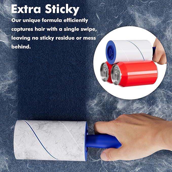 Lint Rollers for Pet Hair Extra Sticky, 1320 Sheets (12 Refills Mega Value Set), Portable Pet Lint Remover for Clothes, Furniture, Carpet, Dog & Cat Hair Removal