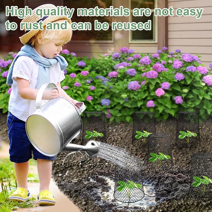 10 Pcs 6.8"×7.4" (Multiple Sizes/Quantities Available) Seedling Plant Protectors from Animals, Chicken Wire Plant Cage Garden Cloche to Protect Plants Vegetables from Rabbits Squirrels Chicken