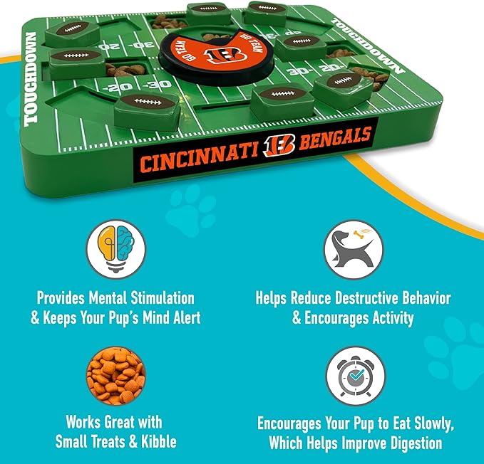 Pets First NFL Cincinnati Bengals Large Puzzle Toy, New Size, Interactive Dog Slow Feeding Toy