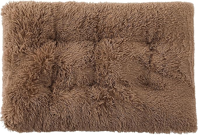 Dog Crate Mat, Dog Bed for Large Dogs, Comfy Fluffy Kennel Pad Anti-Slip for Dog beds & Furniture, Quilted Dog Bed for Pets for Medium/Small Dogs Cats (Color : Khaki, Size : 36x25)