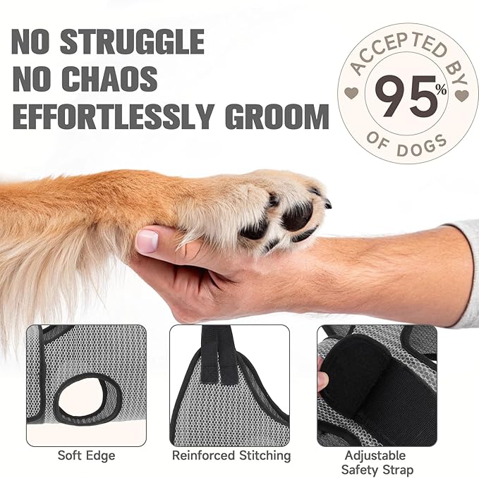 PAWCHIE Dog Grooming Hammock Harness for Dogs & Cats with Pet Nail Clipper Trimmer- Breathable Cat Hanger Sling for Trimming Clipping Nails-Dog Hammock Restraint Bag for Small Medium Large Dog,Grey XS