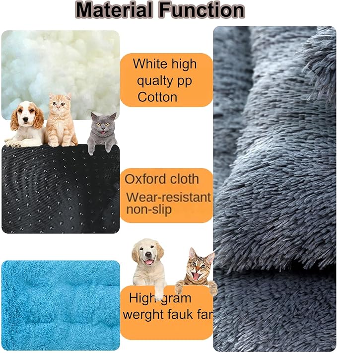 Dog Crate Mat, Dog Bed for Large Dogs, Comfy Fluffy Kennel Pad Anti-Slip for Dog beds & Furniture, Quilted Dog Bed for Pets for Medium/Small Dogs Cats (Color : Blue, Size : 36x25)