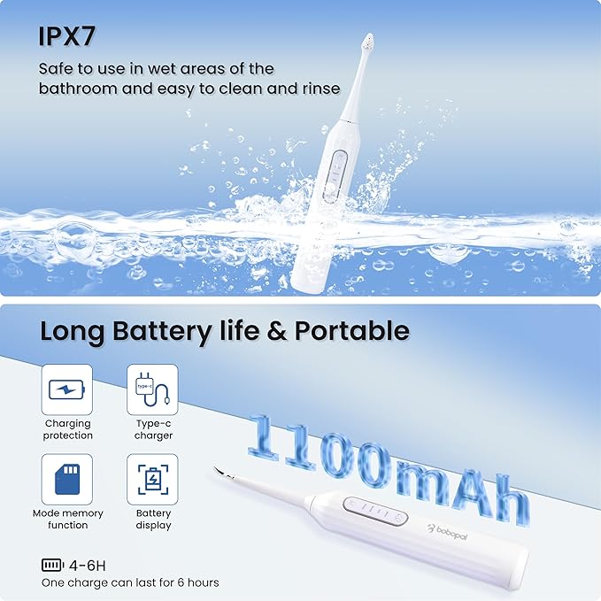 Dog Tooth Brushing Kit,3-in-1 Dog Teeth Cleaning Tools,Ultrasonic Electric Toothbrush & Plaque Remover for Dogs with Water Flosser for Teeth,2 Modes & 3 Intensity Levels,IPX7,1100mAh Battery