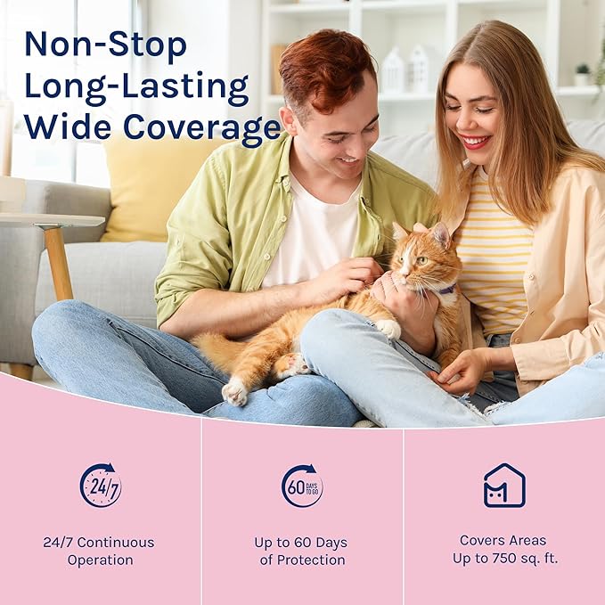 Cat Calming Pheromones Diffuser: 2 Classic Cats Plug in Refill Diffusers for Relaxation & Comfort - Reduce Stress Barking & Scratching - Indoor 60 Days Supply