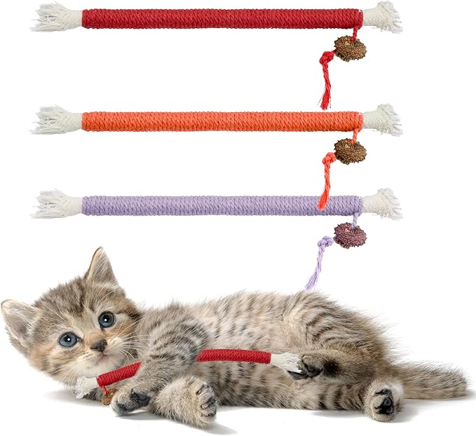 3pcs Safe Cat Rope Toy,Teeth Clean Toy for Cat, Cat Chew Toys for Indoor Cat,Kitten Interactive Toys
