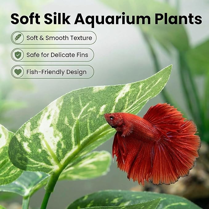 10 PCS Aquarium Decorations Silk Aquarium Plants Betta Fish Tank Decor Artificial Fish Tank Decorations Plants for Betta, Goldfish, Turtle & Reptile Tanks Ornament
