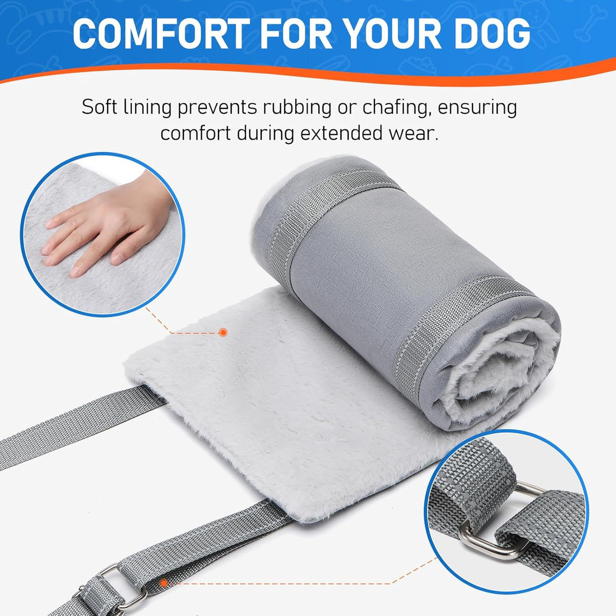 Dog Lift Harness for Large Dogs, Adjustable Dog Sling for Back Legs, Hip Support Harness to Help Lift Dogs Rear for Canine Aid and Old K9 Cruciate Ligament Rehabilitation - Large, Grey
