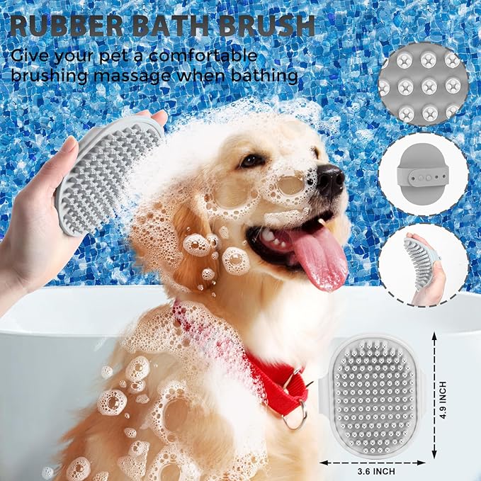 5 PCS Dog Grooming Brush Kit – Self Cleaning Slicker Brush for Shedding Short & Long Haired Dogs & Cats. Removes Loose Fur, Undercoat, Mats, Tangles. Suit for Small, Medium & Large Pets. Blue