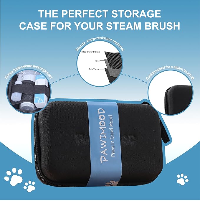 5 in 1 Pet Steam Brush for Dogs & Cats – Self Cleaning, 3 Pet Brush for Smoothing, Dematting, Thinning – Shedding, Grooming & Hair Removal, Includes Shampoo & Storage Case (8.0"-promax)