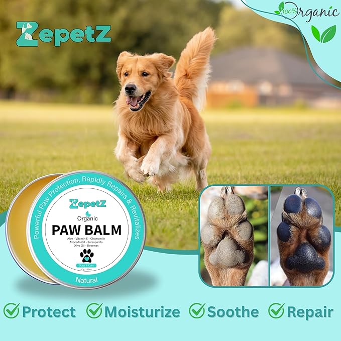 Lick-Safe Organic Paw & Nose Balm for Dogs, Cats & More – All-Natural, Vegan, Hypoallergenic – Heals, Protects & Restores Dry, Cracked Paws, Snouts & Elbows – Aloe, Avocado Oil, Beeswax – 1.75 oz