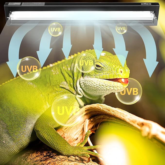 OiiBO T5 HO Reptile Light Fixture UVB Lighting Combo Kit, Reptiles Terrarium Lamp Hood Light Fixture Include UVB 5.0 Rainforest Reptile Light for Chameleon Arboreal Geckos Lizard (39W)
