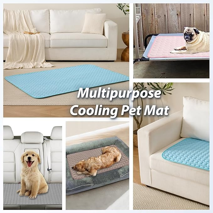 MICROCOSMOS Summer Cooling Mat & Sleeping Pad- Water Absorption Top, Materials Safe, Easy Carry, EZ Clean. Keep Cooling for Pets, Kids and Adults.(Dark Grey, 19" x 15")