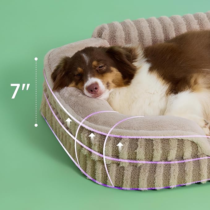LE SURE Cute Dog Beds for Extra Large Dogs, Orthopedic Waterproof XL Pet Bed with Sides, Non-Slip and Egg-Crate Foam Big Dog Couch Sofa with Washable Removable Cover, Hazel