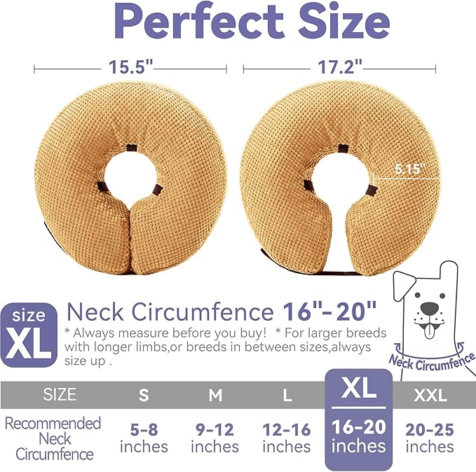 Inflatable Dog Cone Collar - Dog Neck Donut Cone Collar Alternative After Surgery - Soft Cone for Large Medium Small Dogs Cats - Alternative Recovery E Collar (Yello, XL)