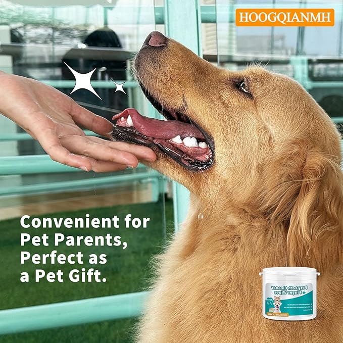 Pet Dental Finger Wipes for Dogs & Cats | Teeth Cleaning Wipes with Natural Formula | Remove Plaque & Tartar | Fresh Breath, Safe & Gentle (50 Count)
