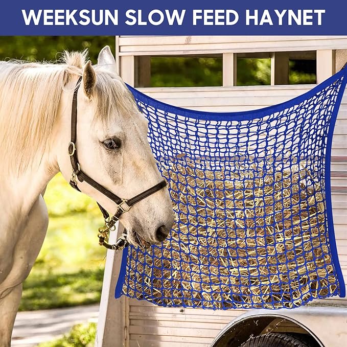 2 PCS Slow Feed Hay Net, Hay Bags for Horses with Large Capacity, Horse Feed Bag Easy to Hang, Hay Nets for Horses for Horse Feeder Full Day Feeding Horses Goat Stall Trailer (31.5" x 35.1")