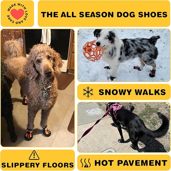 Hcpet Dog Shoes, Dog Boots for Small Dogs, Waterproof Medium Dog Booties Paw Protector for Summer Hot Pavement, Winter Snowy Day, Outdoor Walking, Indoor Hardfloors Anti Slip Sole Black Size 2