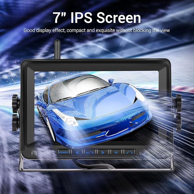 Hikity Wireless Backup Camera Trucks -7 Inch HD 1080P Rear View Camera Monitor Kit, IP68 Waterproof, 320ft Stable Signal, Wide Angle, Night Version, Plug and Play Monitor System for Car, RVs, SUVs