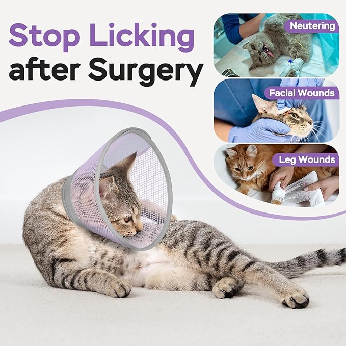 Cat Cone Collar Soft to Stop Licking After Surgery, Waterproof Lightweight Recovery Collar for Cats and Small Dogs, Elizabeth Plastic Cone Alternative, Neck Pillow to Prevent Scratches