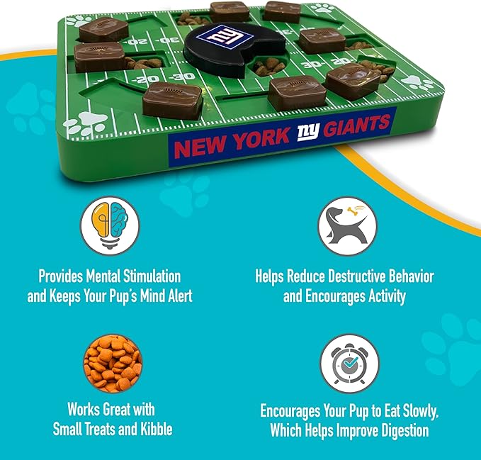 Pets First NFL New York Giants Puzzle Toy - Interactive Dog Treat Puzzle