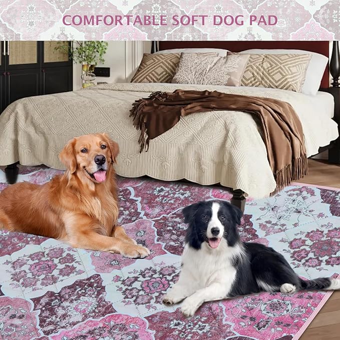 IEUUMLER Washable Pee Pads for Dogs, 2 Pack Reusable Pee Pads for Dogs Non-Slip Grip, Super Absorbent Waterproof Puppy Pads for Potty Training, Playpen, Crate, Whelping Box EU011 Pink, 36x41
