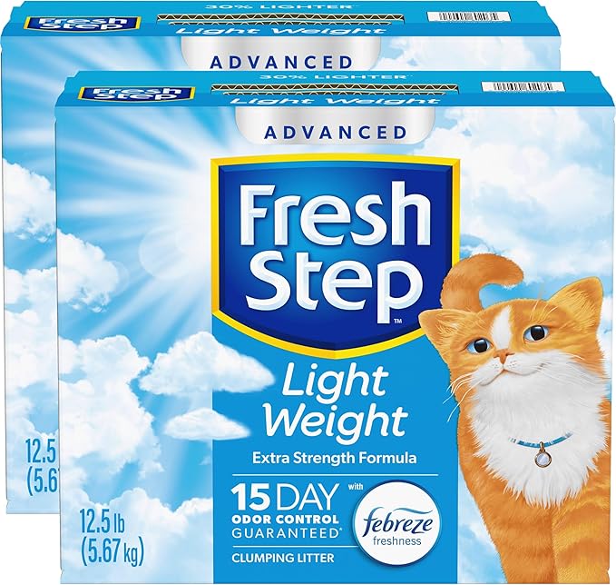 Fresh Step Light Weight Advanced Extreme Cat Litter with Febreze Freshness, Extra Strength Formula Clumping Litter, 25 lbs. (2 x 12.5 lb. Box)