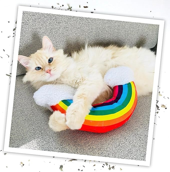 Meowijuana Kicker Toy for Cats | Get Kickin' Rainbow | Refillable Kicker Catnip Toy | Promotes Play and Cat Health | Includes Potent Hand Harvested Catnip Grown in North America