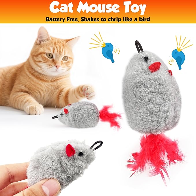 Cat toy pack with 27PCS self play accessories for indoor cats-cat teaser wand, fishing pole, suction cup, ball, string, mouse, feathers and hanging interactive cat toys for kitten Exercise & Chase