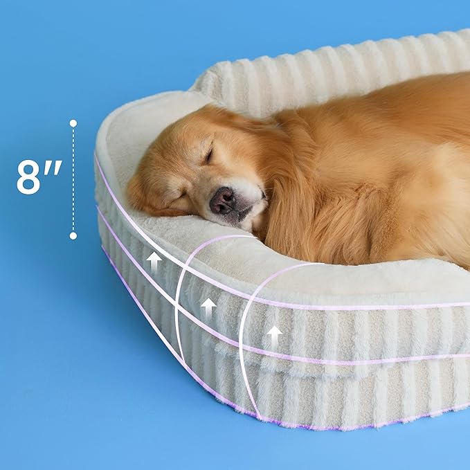 LE SURE Cute XL Dog Beds, Orthopedic Waterproof Dog Bed for Extra Large Dogs, Non-Slip Bottom and Egg-Crate Foam Big Pet Couch Sofa with Washable Removable Cover, Beige