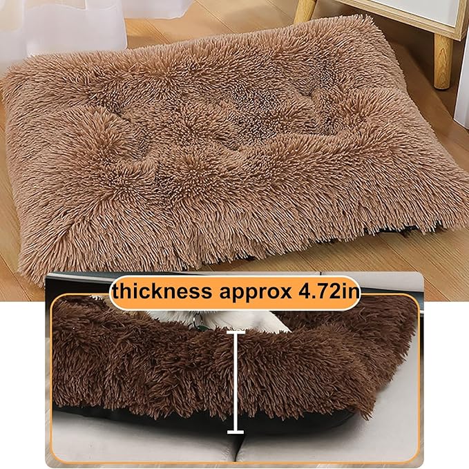 Dog Crate Mat, Dog Bed for Large Dogs, Comfy Fluffy Kennel Pad Anti-Slip for Dog beds & Furniture, Quilted Dog Bed for Pets for Medium/Small Dogs Cats (Color : Khaki, Size : 36x25)