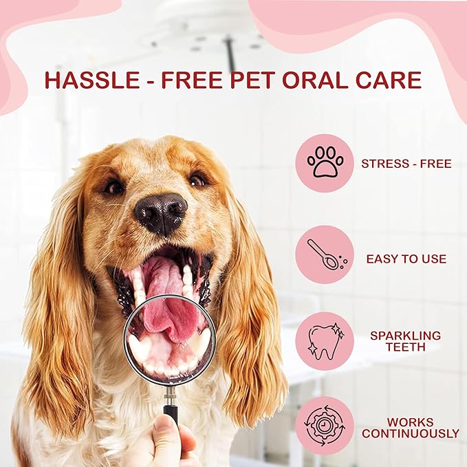 Dog Breath Freshener Powder for Water – Cat & Dog Dental Care Water Additive, Natural Plaque & Tartar Remover, Bad Breath Eliminator, Easy No-Brush Oral Hygiene – 45 Servings, Vet Recommended