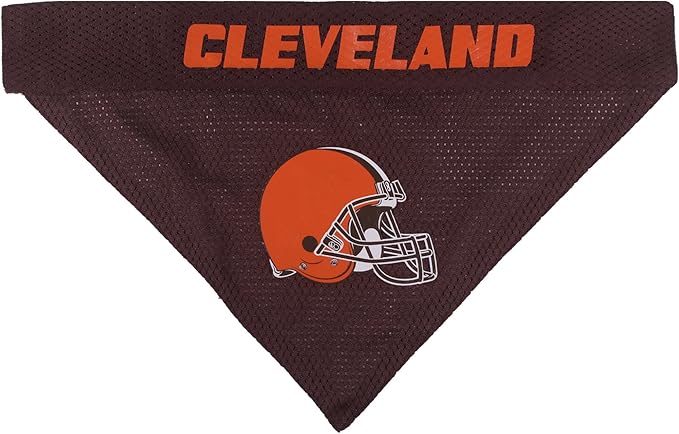 Pets First NFL DOG BANDANA - CLEVELAND BROWNS REVERSIBLE PET BANDANA. 2 Sided Sports Bandana with a PREMIUM Embroidery TEAM LOGO, Small/Medium. - 2 Sizes & 32 NFL Teams available
