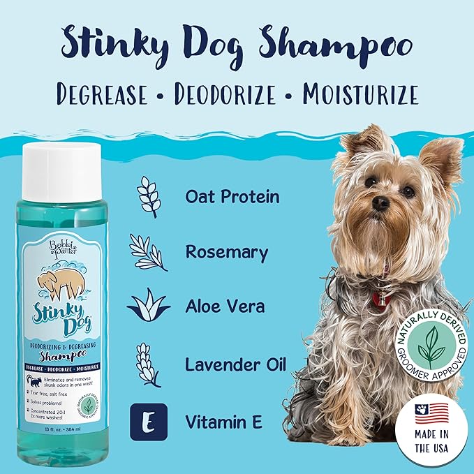 Bobbi Panter Dog Shampoo - Made in USA - All Natural Formula for Heavy Duty Deodorizing & Degreasing - Concentrated 25:1 for Professional Groomers - Fresh Clean Scent, 13 Oz
