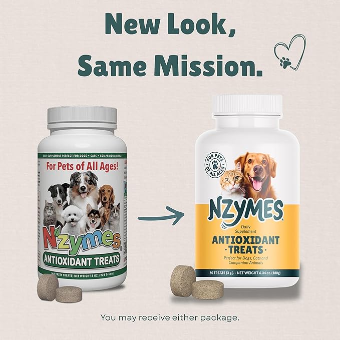 Nzymes® Antioxidant Treats - for Dogs Joints, HIPS, Paralysis, Skin, Coat, Hair Loss, Aging, Digestion, Neurological, Seizures - 360 Treats - Made in The USA