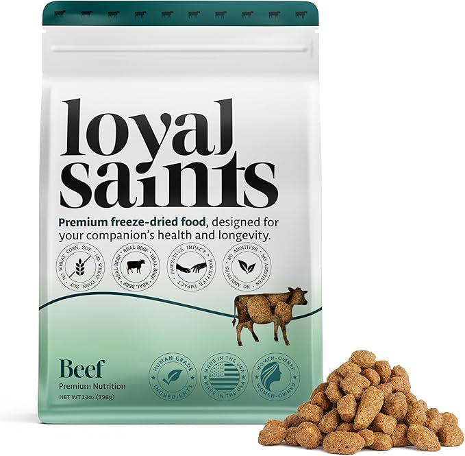 Freeze Dried Raw Dog Food - Premium Beef Flavor with High Protein and Grain Free Dog Food for Small or Large Breeds and Picky Eaters - Versatile as Meal Topper, Snack, and Treats, 14 Oz